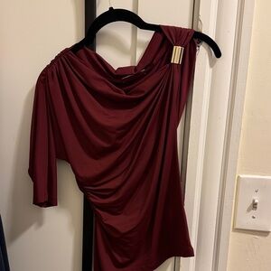 Zara Burgundy Drape Blouse
